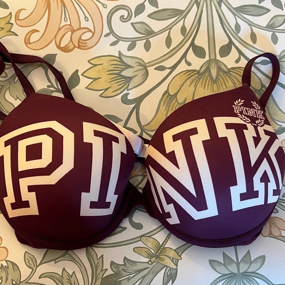 34C pink logo push-up bra